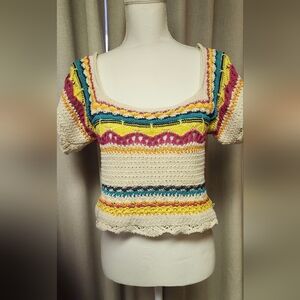 Zara Multicolor Crochet Crop Top